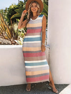 Damen Maxikleid mit elegantem Streifenmuster R&B