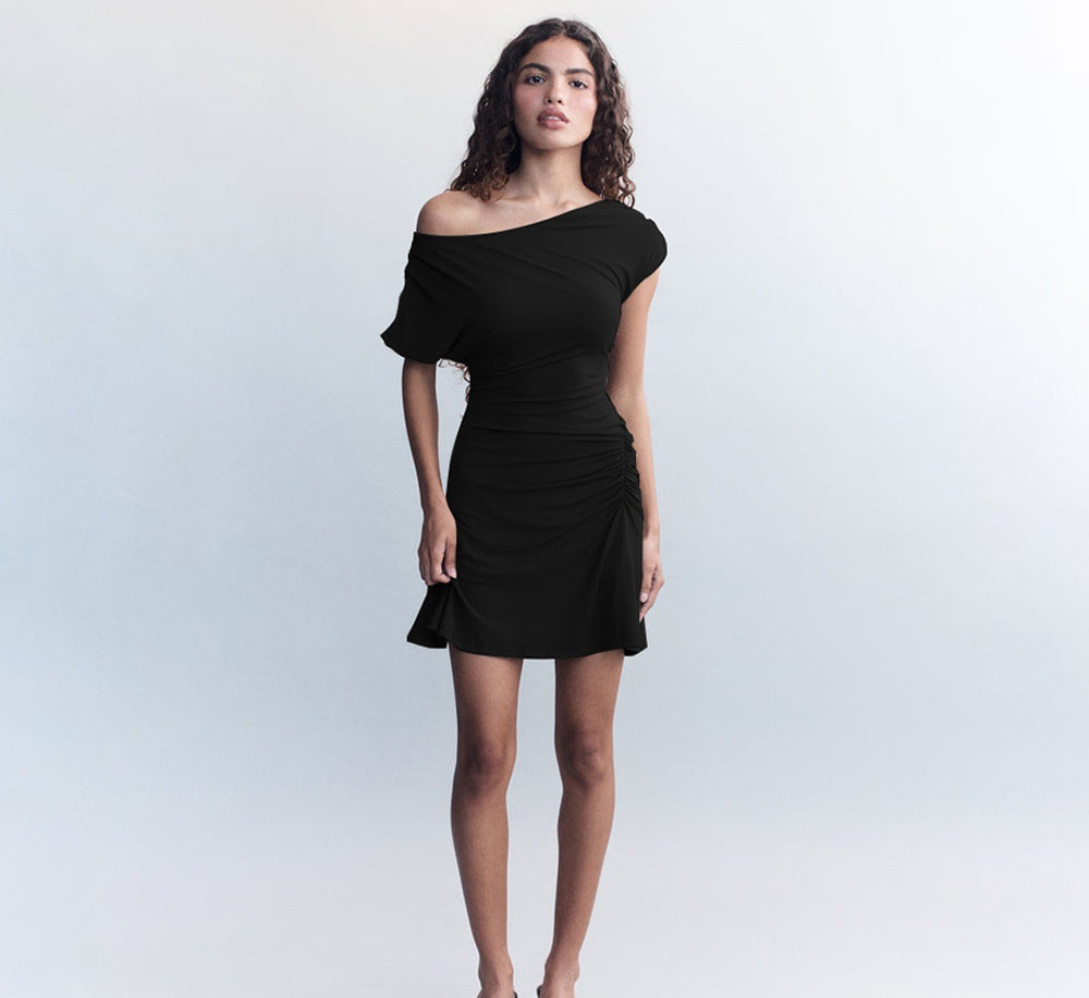 Damen Off-Shoulder Kleid mit Raffung R&B