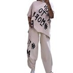 Damen Lässiges Set mit oversize T-Shirt und bequemen Jogginghose R&B