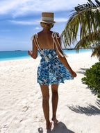 Damen luftiges Strandkleid mit floralen Mustern und süßem Schnitt R&B