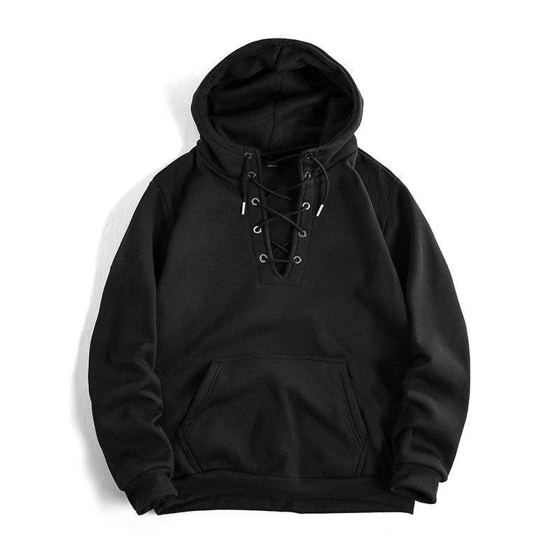 Damen Kapuzenpullover mit raffiniertem Schnürdesign und praktischer Kängurutasche R&B