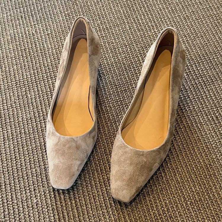 Damen edel wirkende Flachschuhe aus Wildleder mit modischer Spitze R&B