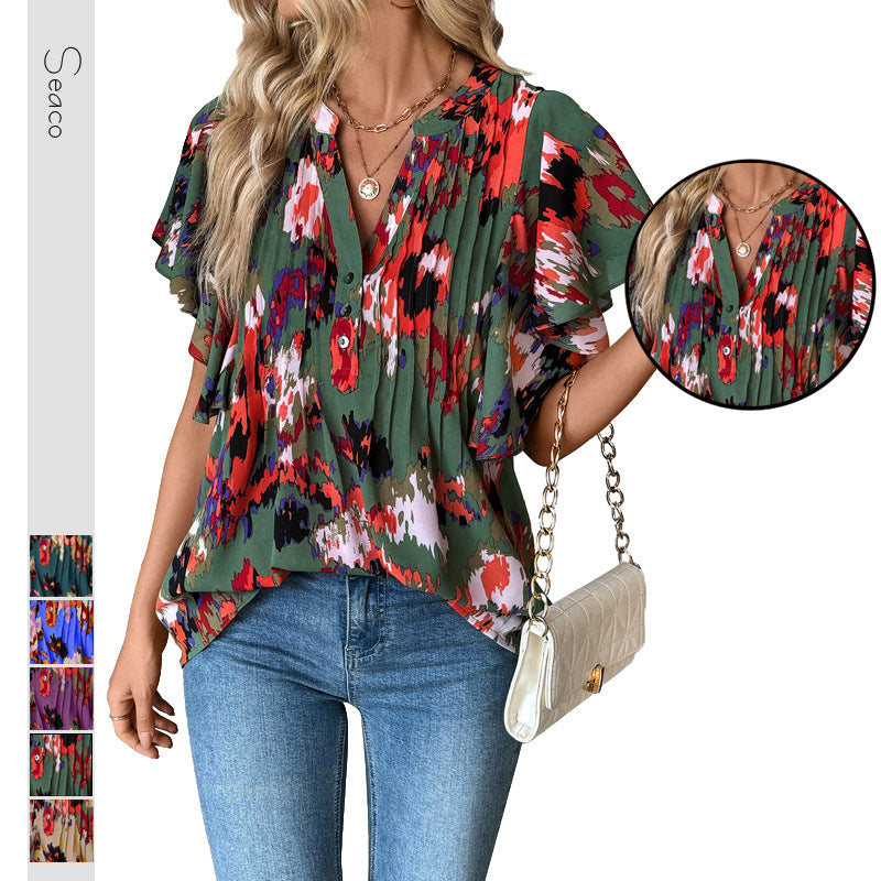 Damen Bluse mit Rüschenelementen und strukturiertem Design R&B