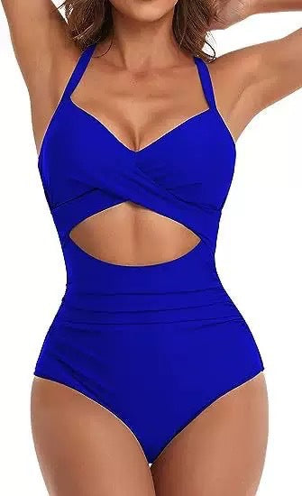 Damen Cut-Out Badeanzug mit Kreuzgurt R&B