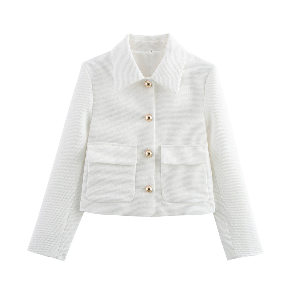 Damen elegante kurz geschnittene Jacke mit dekorativen Knopfdetails R&B
