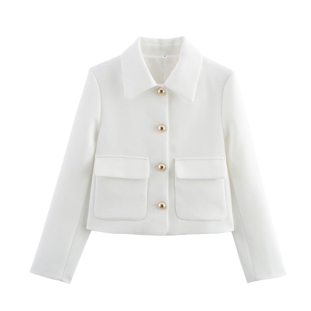 Damen elegante kurz geschnittene Jacke mit dekorativen Knopfdetails R&B