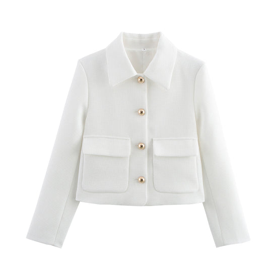 Damen elegante kurz geschnittene Jacke mit dekorativen Knopfdetails R&B