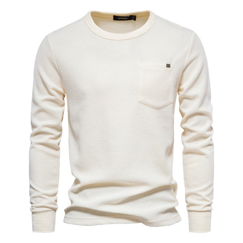 Herren Langarmshirt mit modularem Waffelstruktur und praktischer Brusttasche R&B