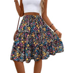 Damen Floral Midi-Rock mit voluminösem Schnitt und elastischem Bund R&B