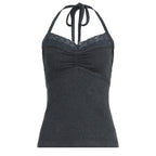 Damen Sexy Spaghetti-Trägertop mit Spitzeneinsätzen R&B
