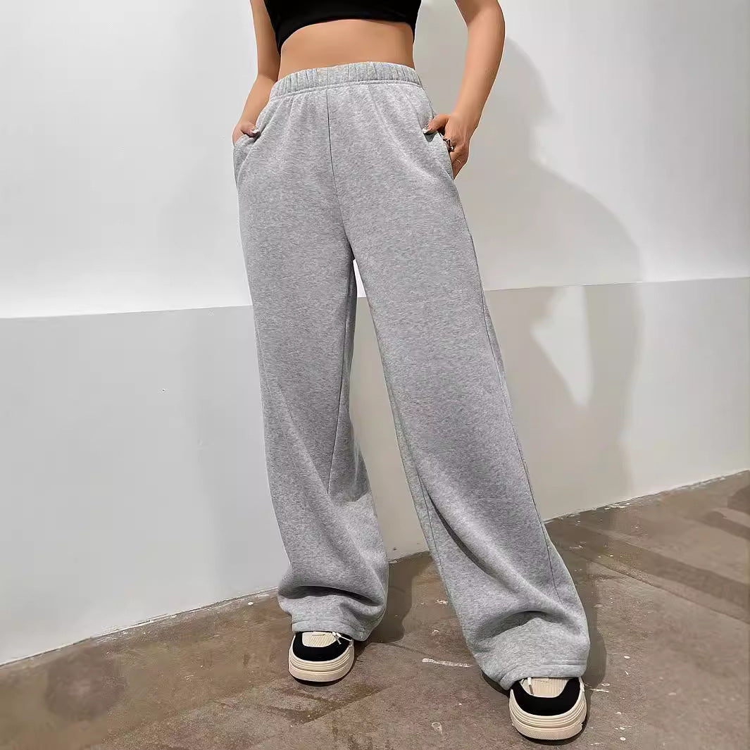 Damen Bequeme High-Waist Freizeithose mit weitem Schnitt R&B