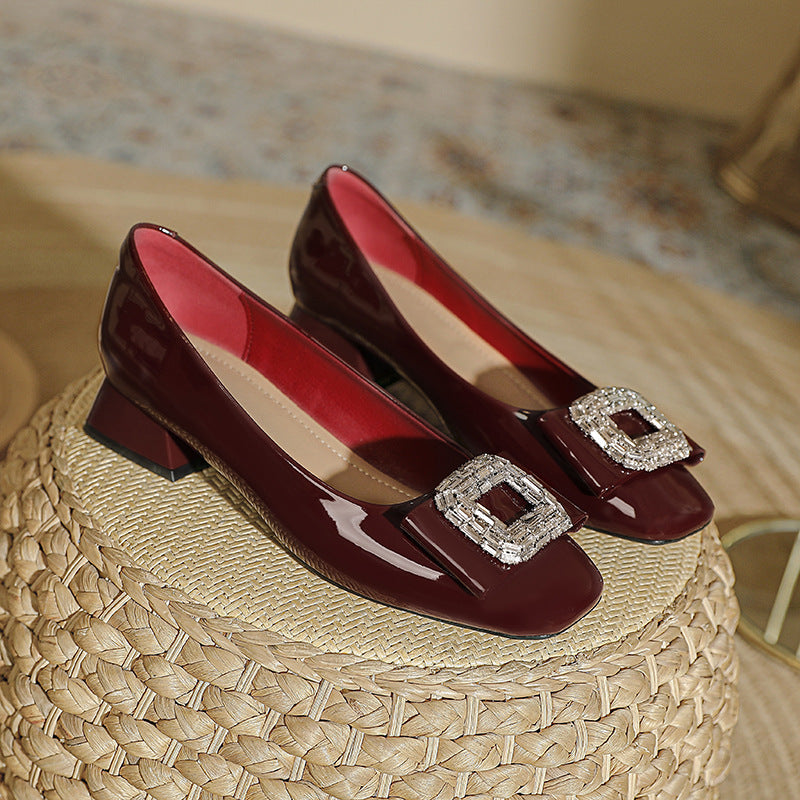 Damen Elegante Ballerinas mit funkelnder Schmuckschnalle
