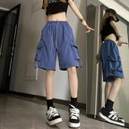 Damen Cargo-Shorts mit praktischen Seitentaschen und elastischem Bund