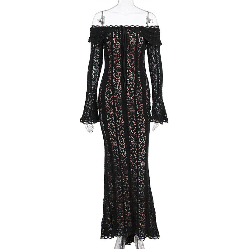 Damen Elegantes Spitzenkleid im figurbetonten Schnitt mit Off-Shoulder Design R&B