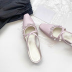 Damen Sling-Heels mit elegantem Perlen- und Blumen-Design