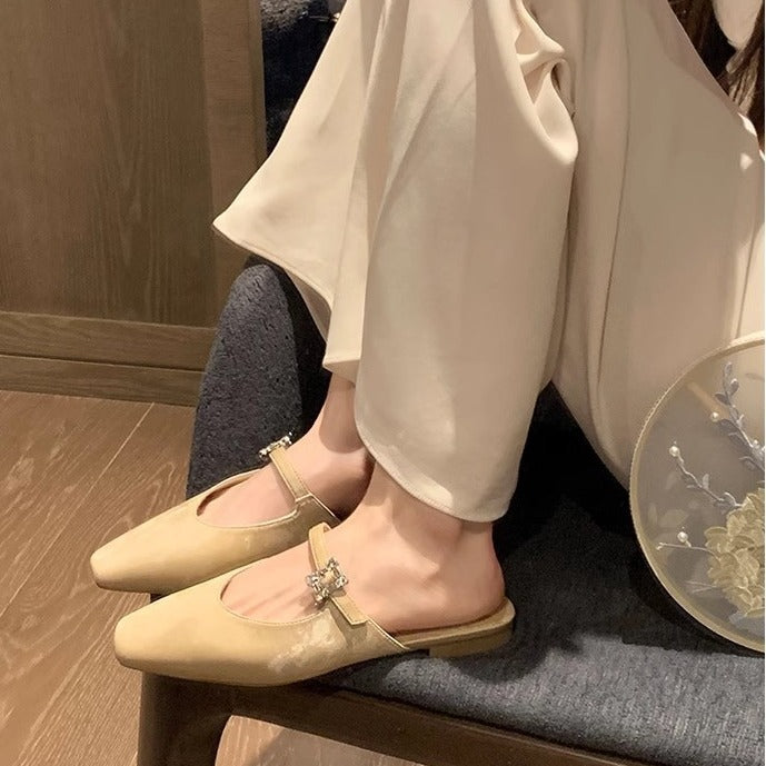 Damen elegante Slingback-Mules mit modischer Schnalle R&B