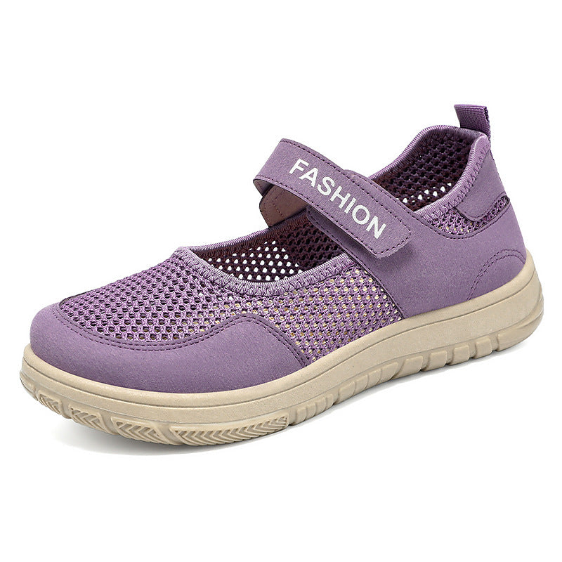 Damen modische Slip-On Freizeitschuhe mit verstellbarem Klettverschluss und atmungsaktiver Netzstruktur R&B
