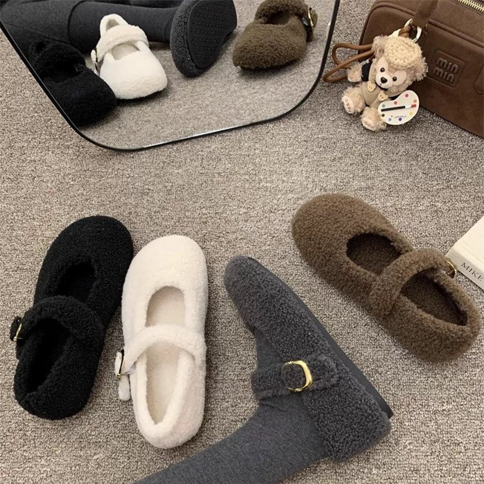 Damen Bequeme Hausschuhe mit Schnallenverschluss und weichem Innenfutter R&B