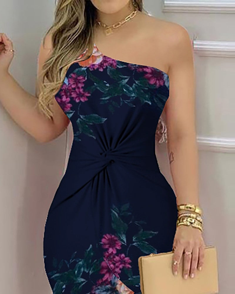 Damen Elegantes Off-Shoulder Kleid mit Volant und Farbblockdesign R&B