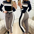 Damen Sportliches 2-teiliges Set mit Karomuster und Kontraststreifen