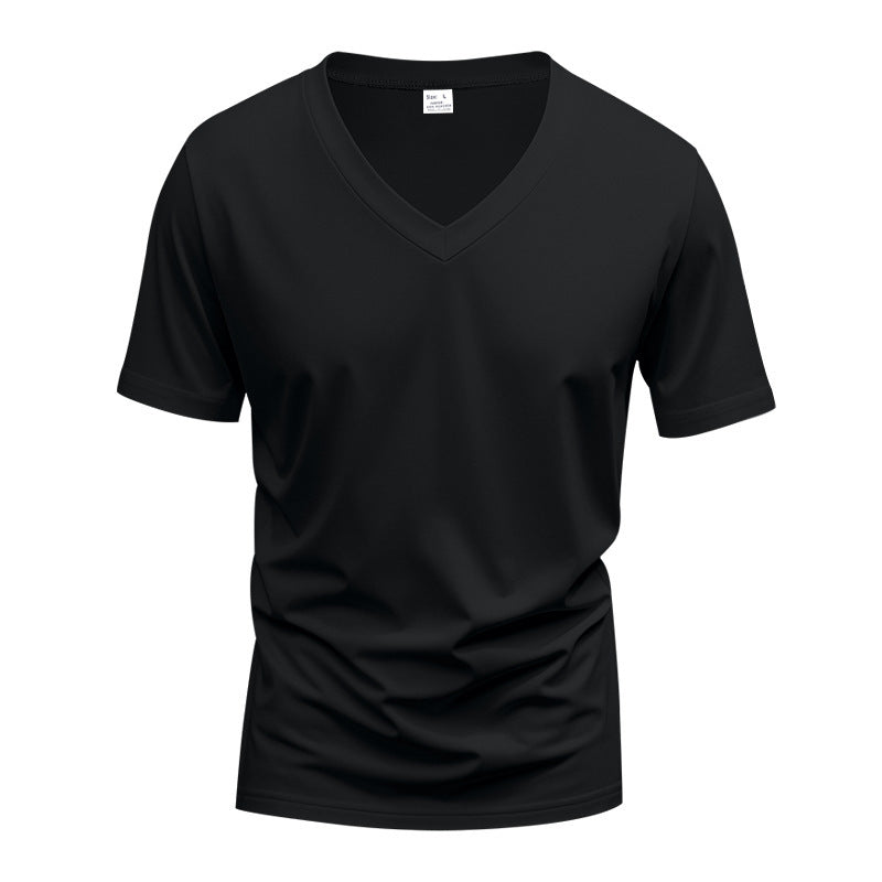 Herren nan V-Ausschnitt-T-Shirt aus Stretchbaumwolle mit ergonomischem Schulterschnitt und flachem Saum R&B