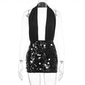 Damen Glamouröses Minikleid mit schimmerndem Paillettenrock R&B