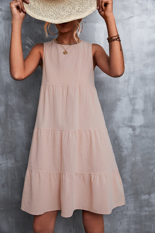 Damen Sommerliches A-Linien Kleid mit voluminösem Rock und ärmellosem Design R&B