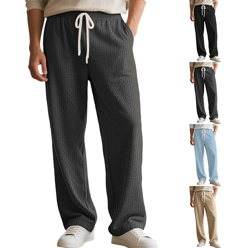 Damen nan komfortable strukturierte Loungehose mit elastischem Kordelbund und geradem Bein R&B