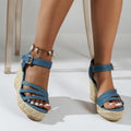 Damen Wedge-Sandaletten mit geflochtenem Jute-Detail und rutschfester Sohle R&B