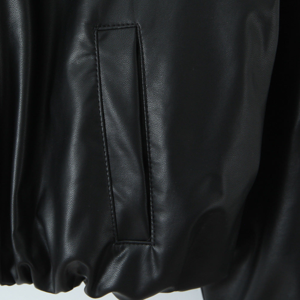 Damen Kunstleder Bikerjacke im lässigen Cropped-Design R&B