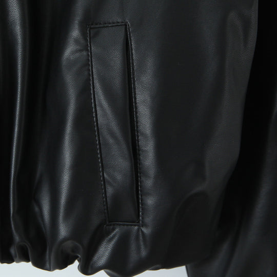 Damen Kunstleder Bikerjacke im lässigen Cropped-Design R&B