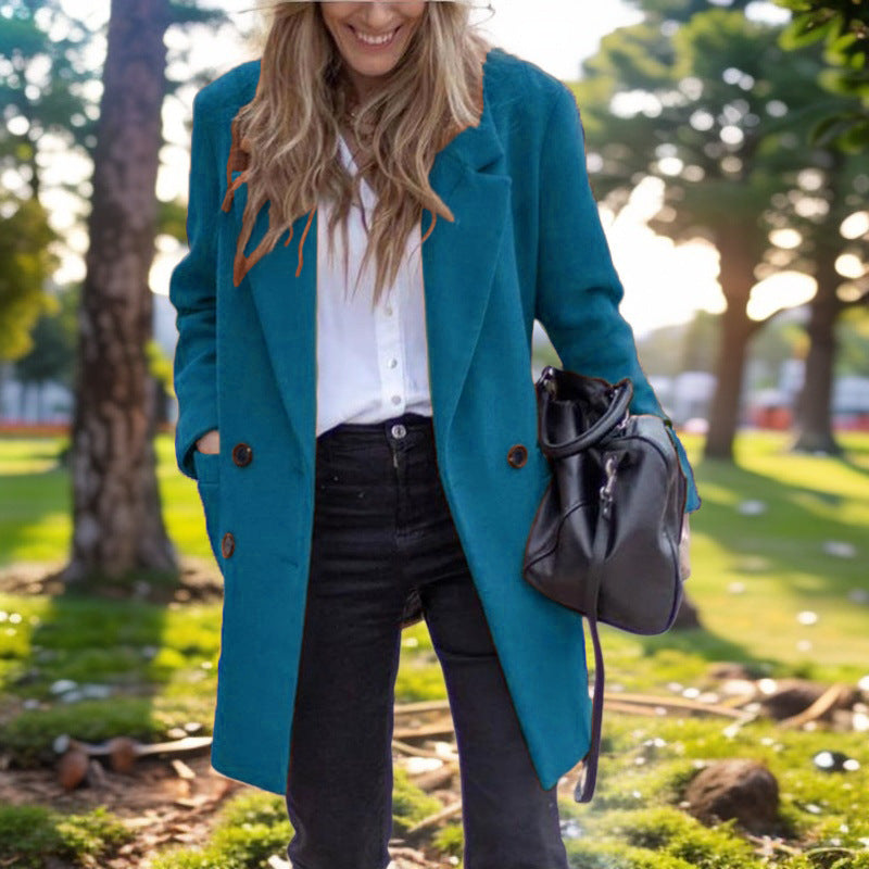 Damen eleganter Wollüberzugmantel R&B