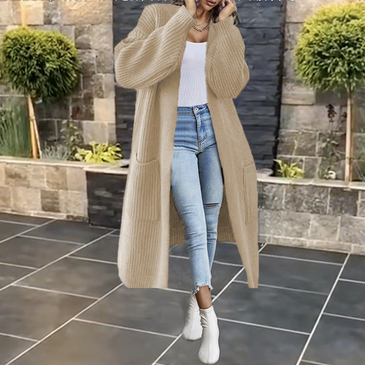 Damen Großer Strickmantel mit tiefen Taschen und lässigem Schnitt R&B