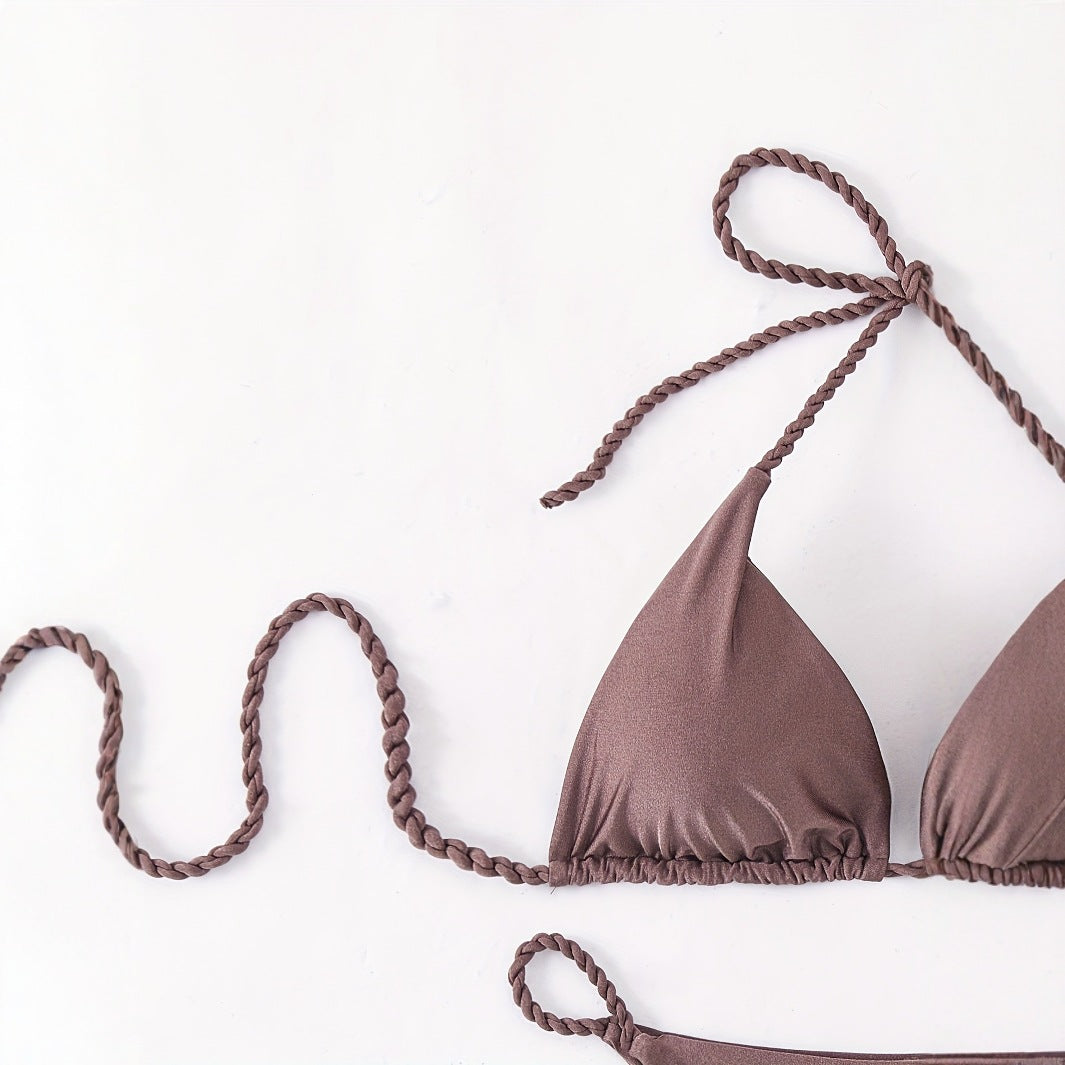 Damen Triangel-Bikini mit geflochtenen Trägern R&B