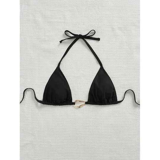 Damen Triangel-Bikinioberteil mit verstellbaren Trägern und elegantem Goldverschluss R&B