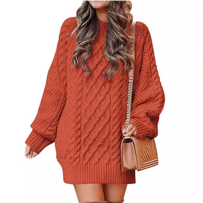 Damen Großer Strickpullover mit Zopfmuster und lässigem Schnitt R&B