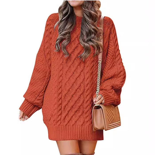 Damen Großer Strickpullover mit Zopfmuster und lässigem Schnitt R&B