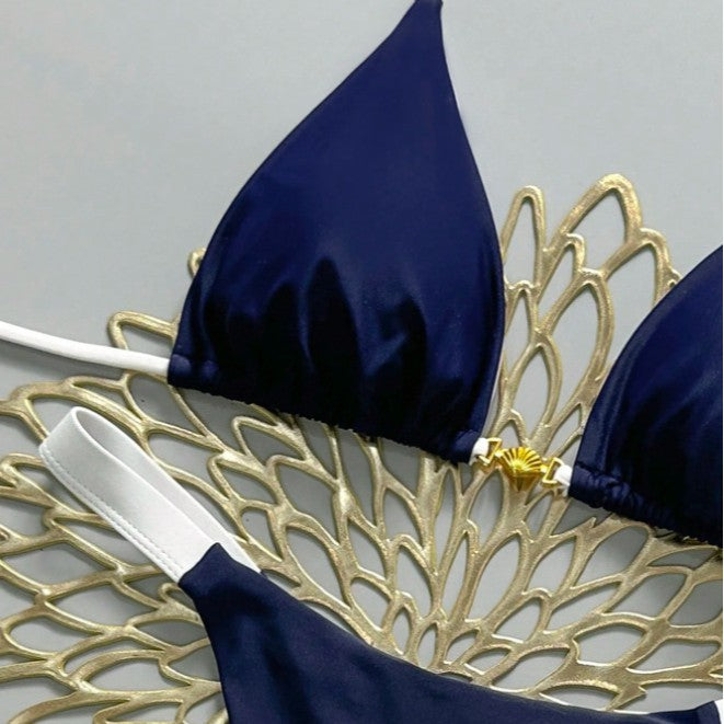 Damen Triangel-Bikini mit modischen Kontrastdetails R&B