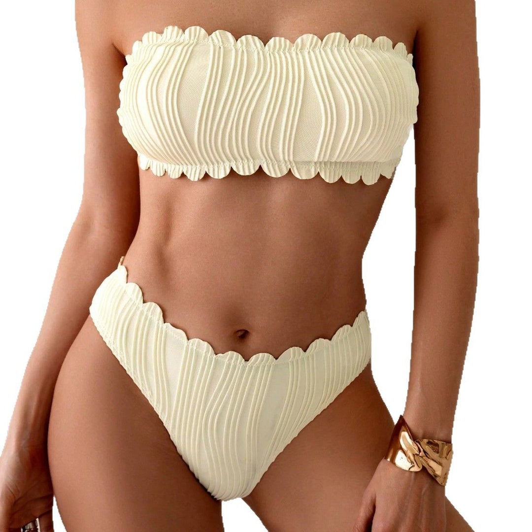 Damen Bandeau-Bikini mit modischem Wellenmuster R&B