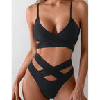 Damen Hochgeschnittener Bikini mit verspieltem Wickeldesign R&B