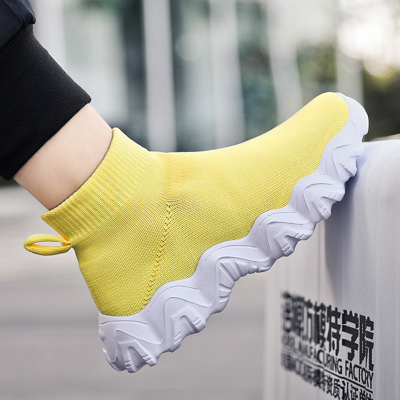 Damen High-Top Sneakers mit elastischem Strick-Obermaterial und rutschfester Sohle