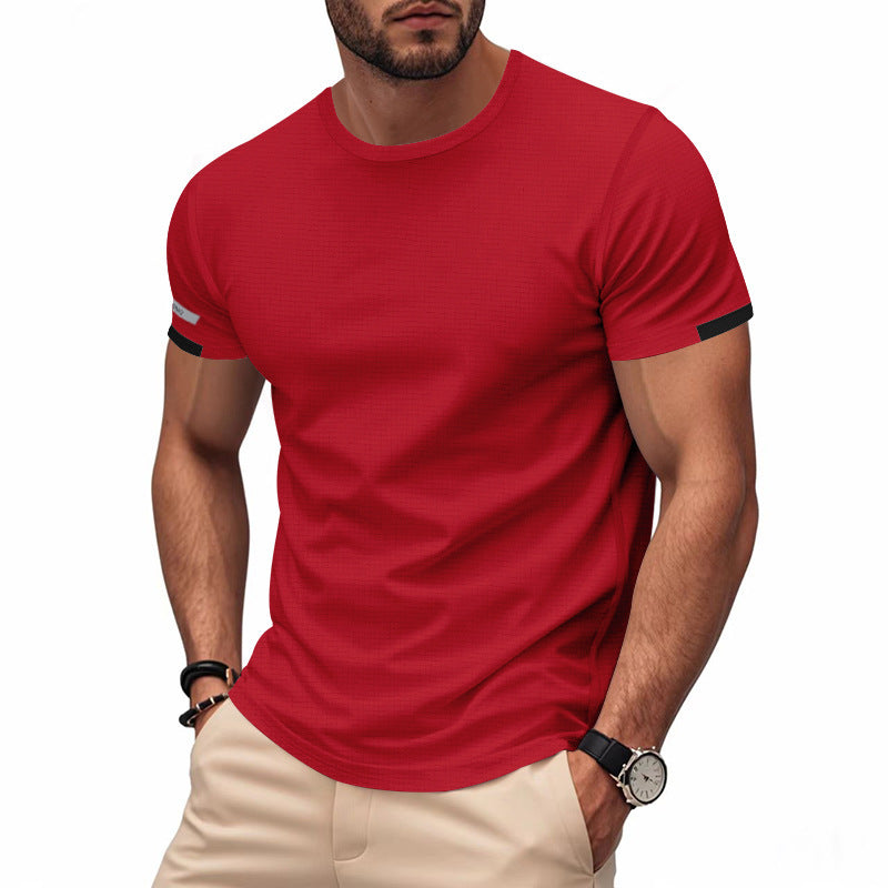 Herren nan athletisches Kurzarm Baumwolljersey T-Shirt mit Rundhalsausschnitt und reflektierenden Ärmeldetails R&B