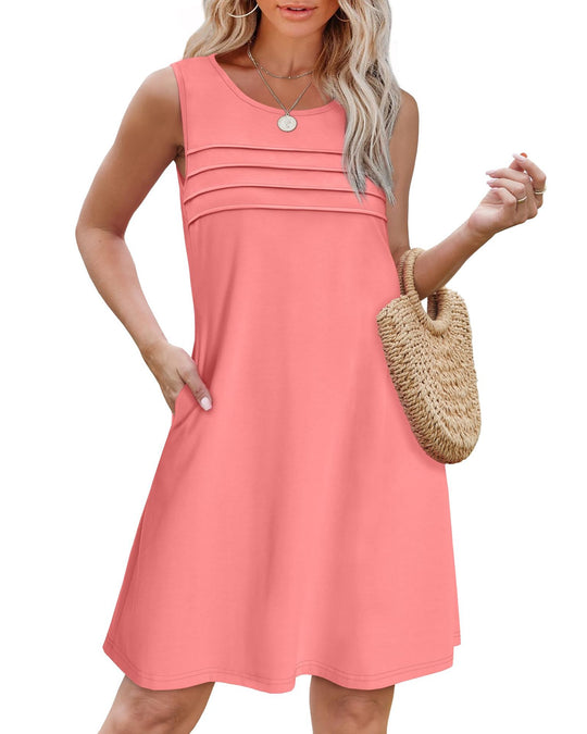 Damen Sommerkleid mit eleganter Faltenstruktur und praktischen Eingrifftaschen R&B