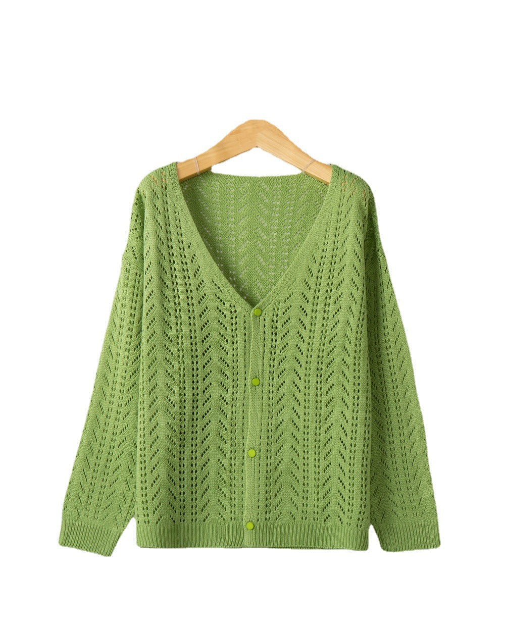 Damen Strickcardigan mit luftiger Lochmusterung und V-Ausschnitt