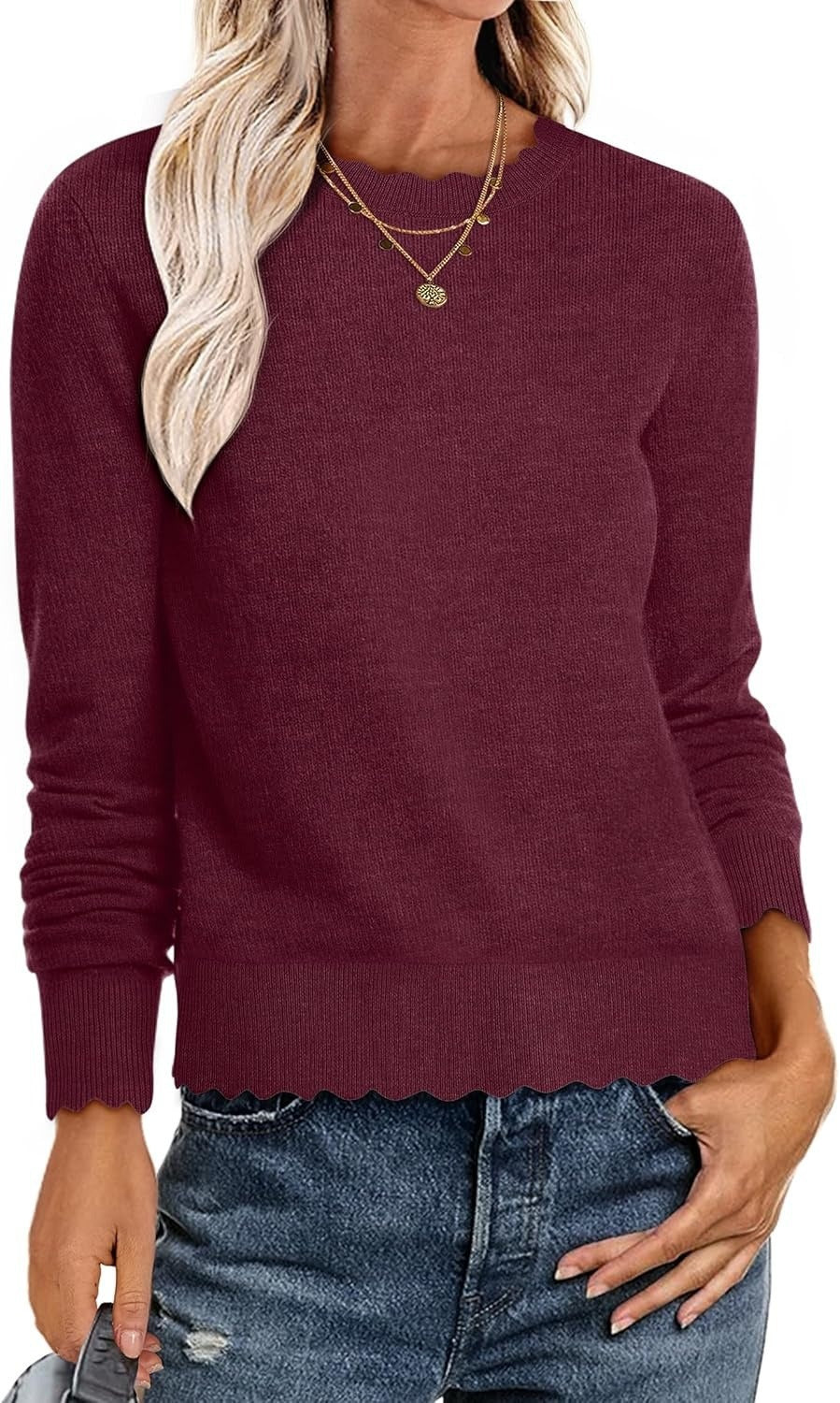 Damen Sweater mit Wellenkante R&B