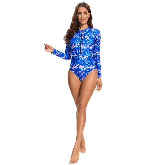 Damen Sportlicher Langarm-Badeanzug mit UV-Schutz R&B
