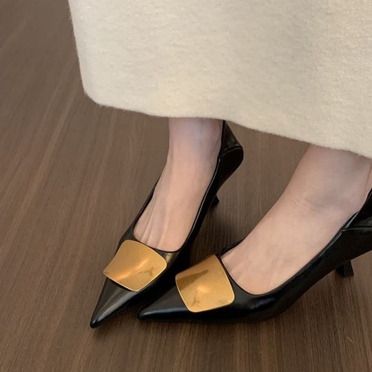 Damen spitze Stiletto-Pumps mit dekorativem Goldakzent R&B