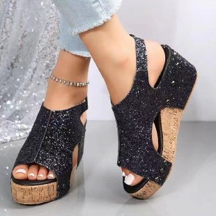 Damen Glitzernde Zehentrenner-Sandalen mit Komfort-Fußbett R&B