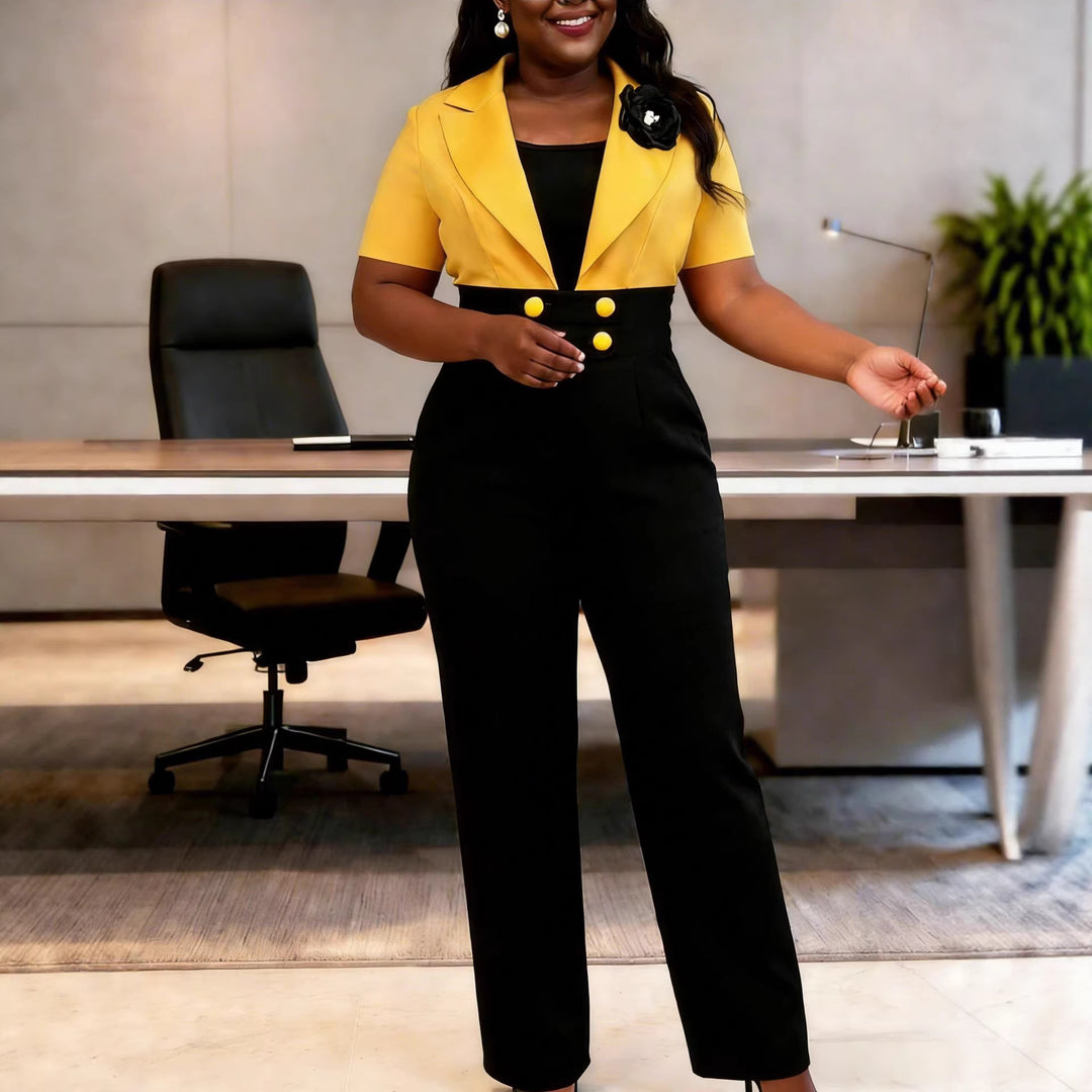 Damen eleganter Jumpsuit mit tailliertem Design und auffälligen Details R&B