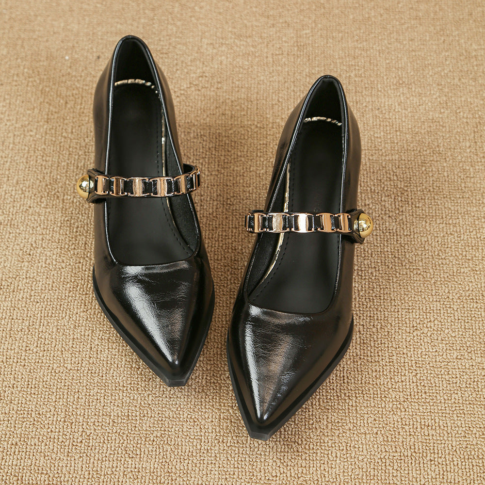 Damen spitze Slingback-Pumps mit dekorativem Riemchen und komfortablem Blockabsatz